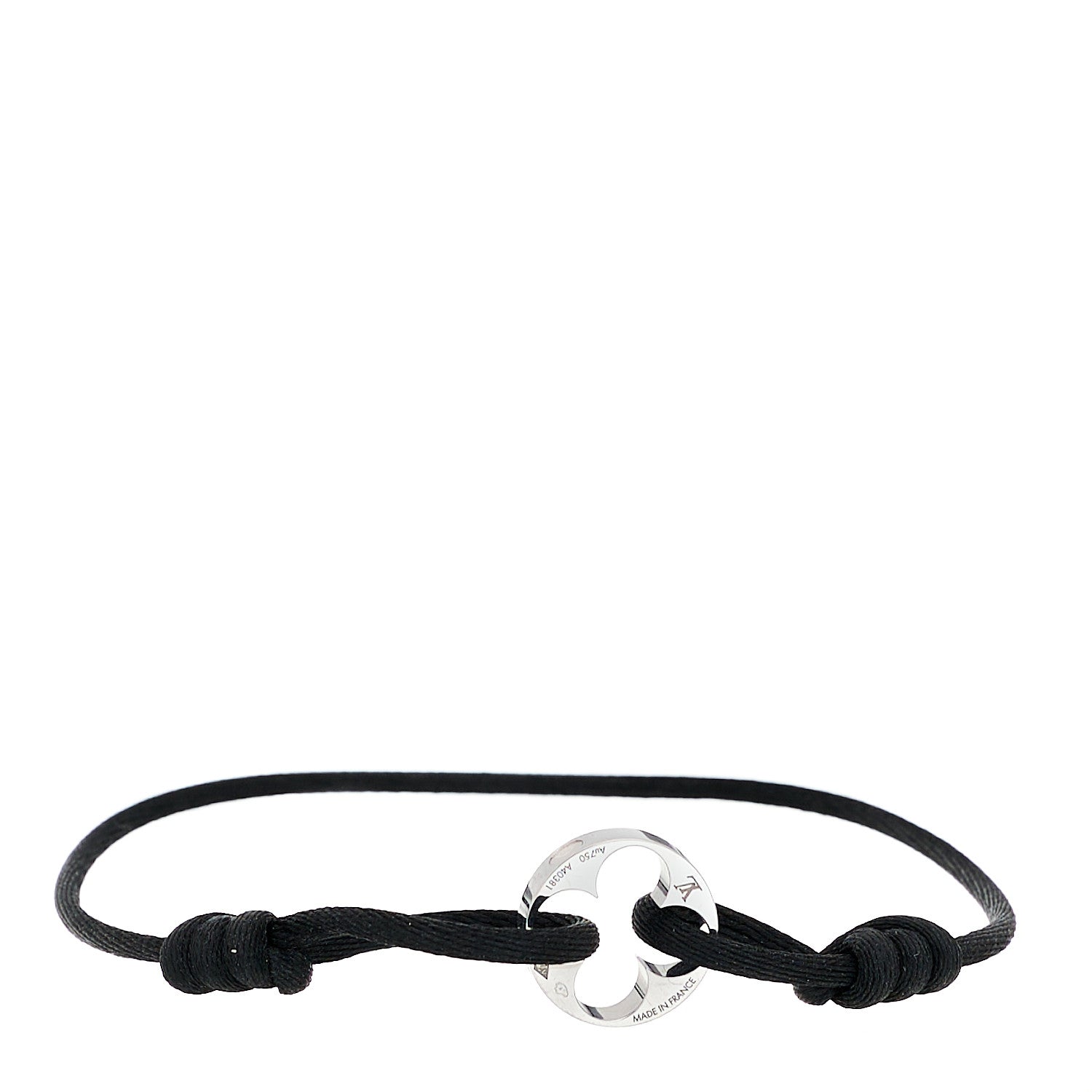 Louis Vuitton 18K White Gold Cord Empreinte Adjustable Bracelet Black 1 of 3