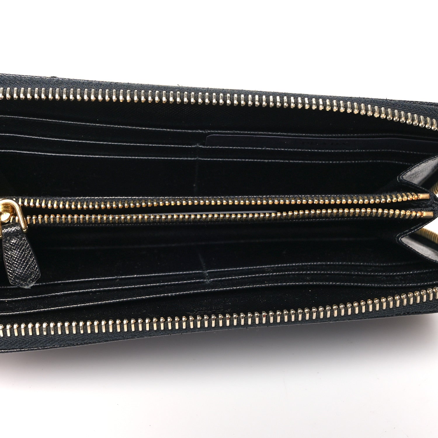Prada Saffiano Metal Zip Around Wallet Black 5 of 14