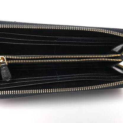 Prada Saffiano Metal Zip Around Wallet Black 5 of 14