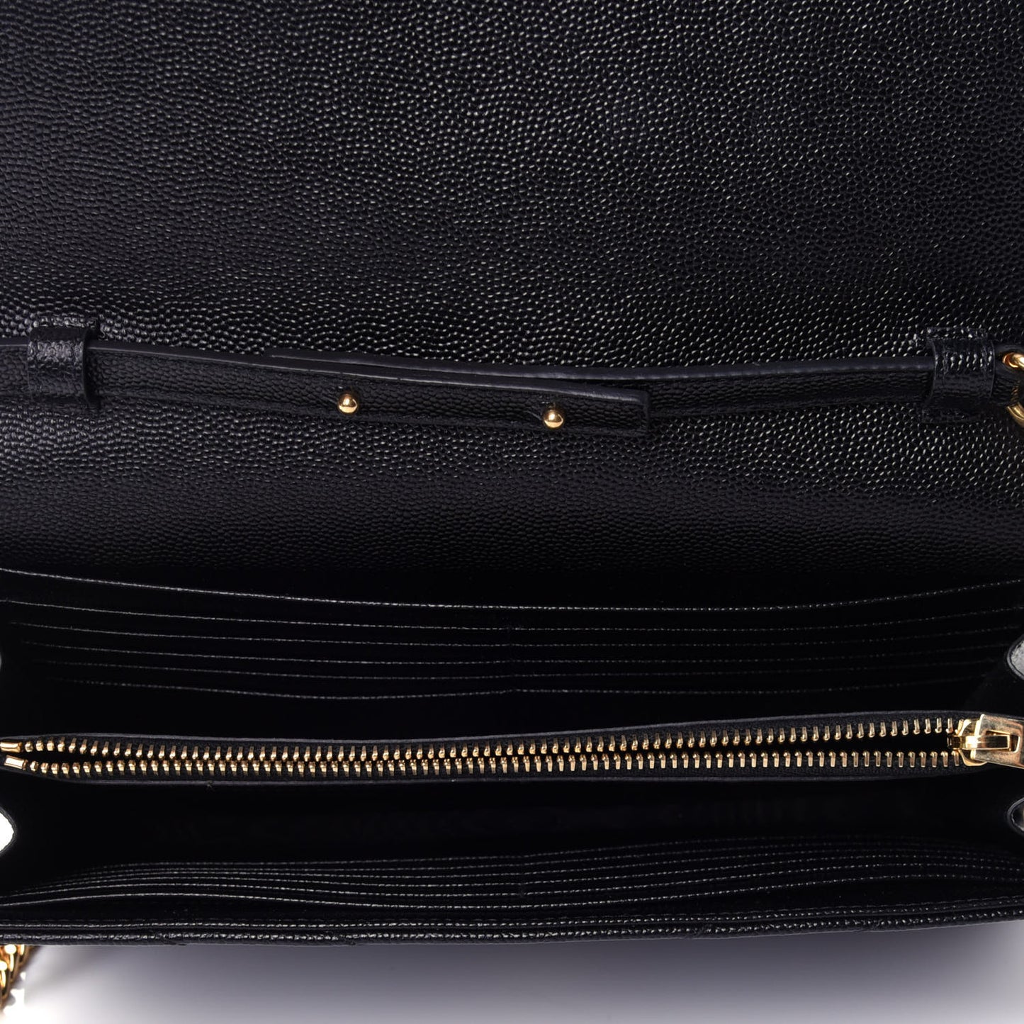 Grain De Poudre Matelasse Chevron Monogram Chain Wallet Black
