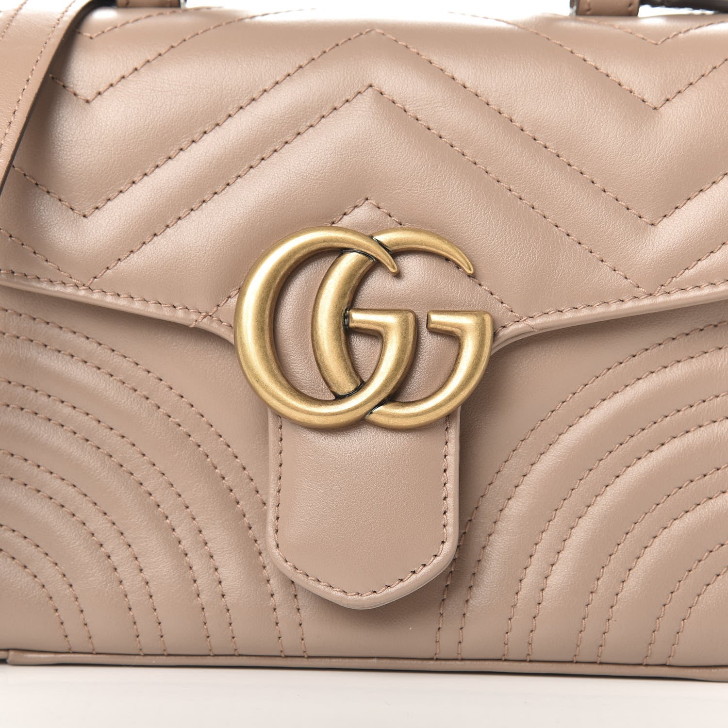Gucci Calfskin Matelasse Mini GG Marmont Top Handle Shoulder Bag Porcelain Rose 10 of 10
