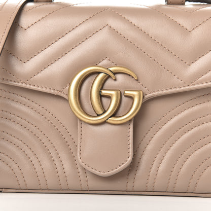 Gucci Calfskin Matelasse Mini GG Marmont Top Handle Shoulder Bag Porcelain Rose 10 of 10