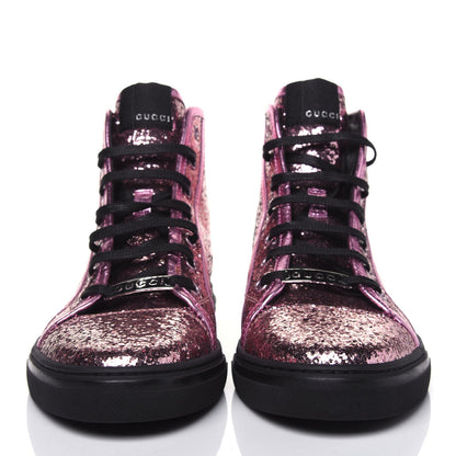 Gucci Glitter Galactica Nappa High Top Sneakers 39.5 Soft Pink Rosa 2 of 9