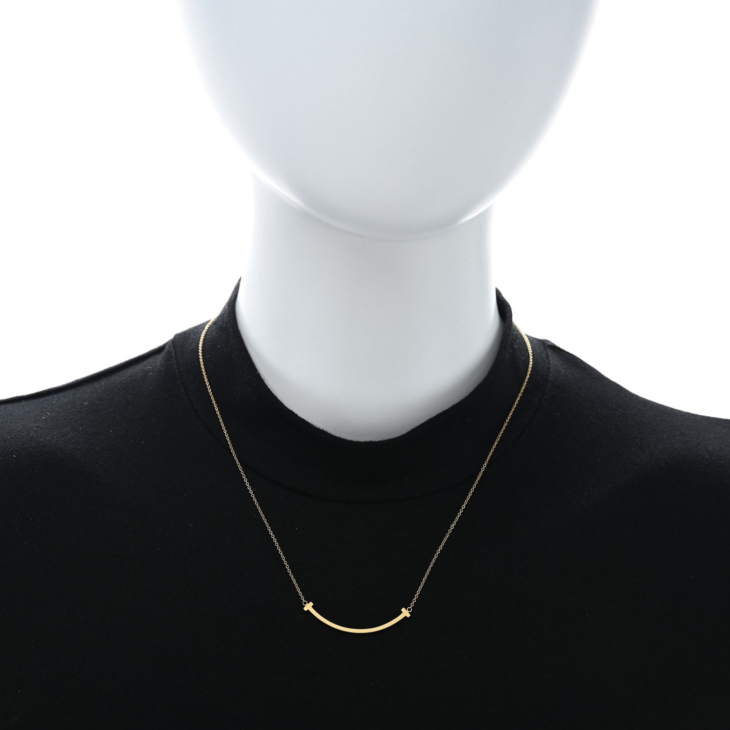 18K Yellow Gold Small T Smile Pendant Necklace