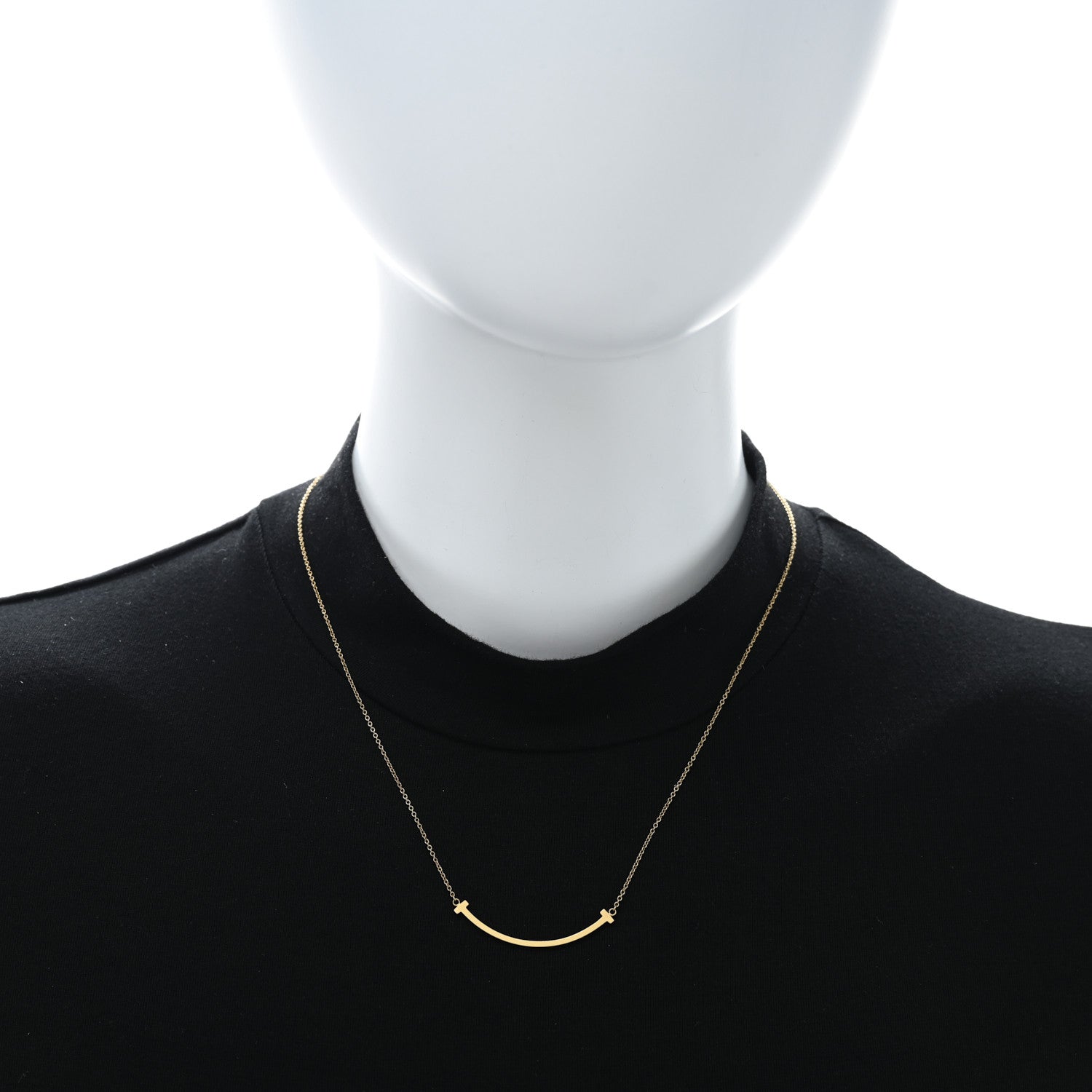 Tiffany 18K Yellow Gold Small T Smile Pendant Necklace 2 of 4