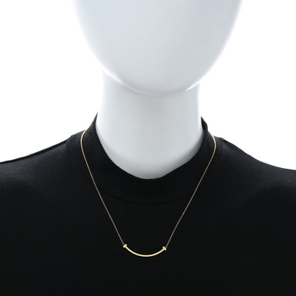 Tiffany 18K Yellow Gold Small T Smile Pendant Necklace 2 of 4