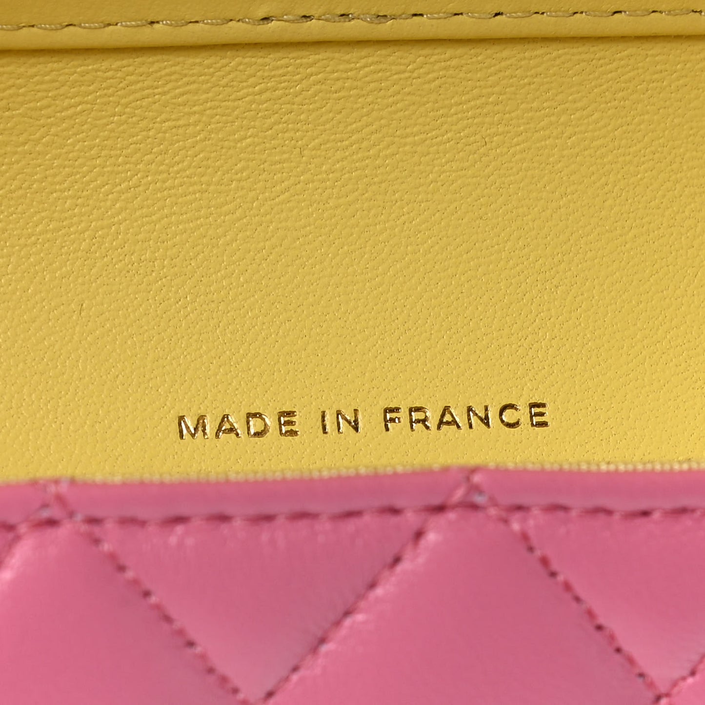 Lambskin Quilted Glasses Case With Chain Pink Yellow