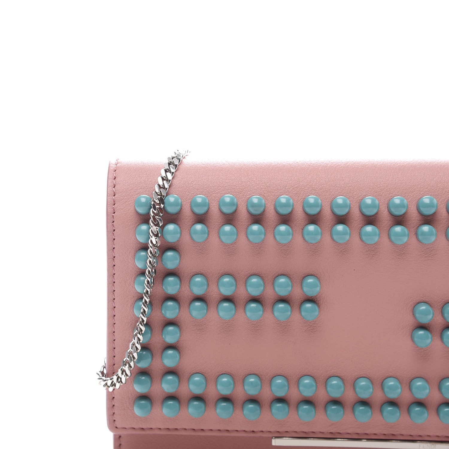 Fendi Vitello Studded Tube Wallet on Chain Pink 10 of 10