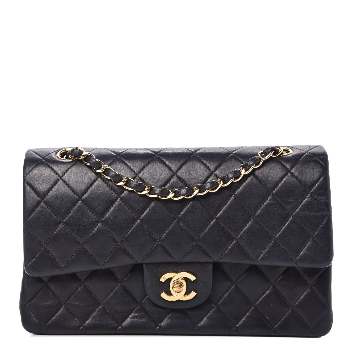 Chanel Lambskin Quilted Medium Double Flap Navy 1 of 10