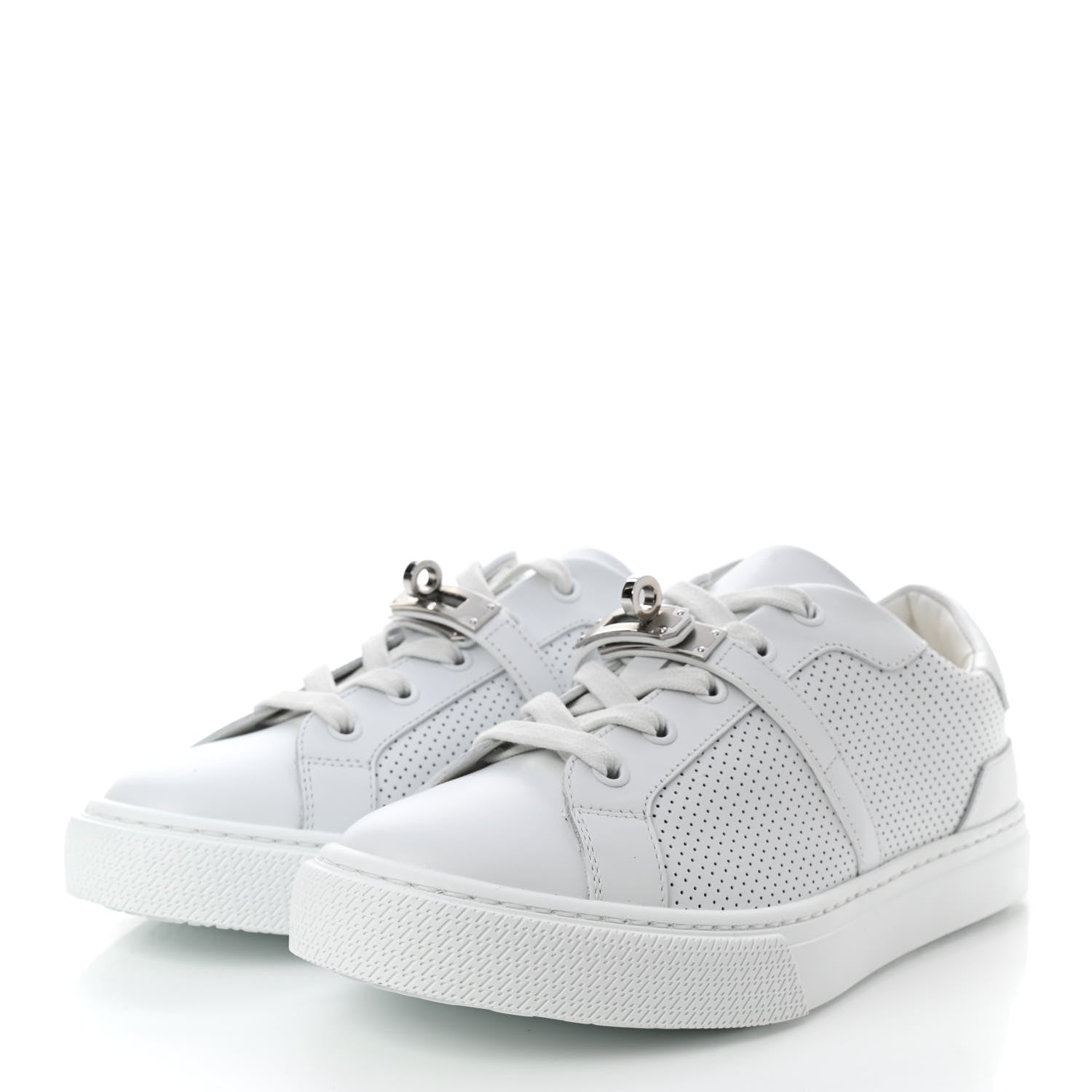 Hermes Calfskin Perforated Day Sneakers 37 White 3 of 8