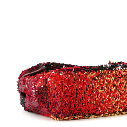 Chanel Shaded Sequins Mini Flap Black Burgundy Red Yellow 9 of 11
