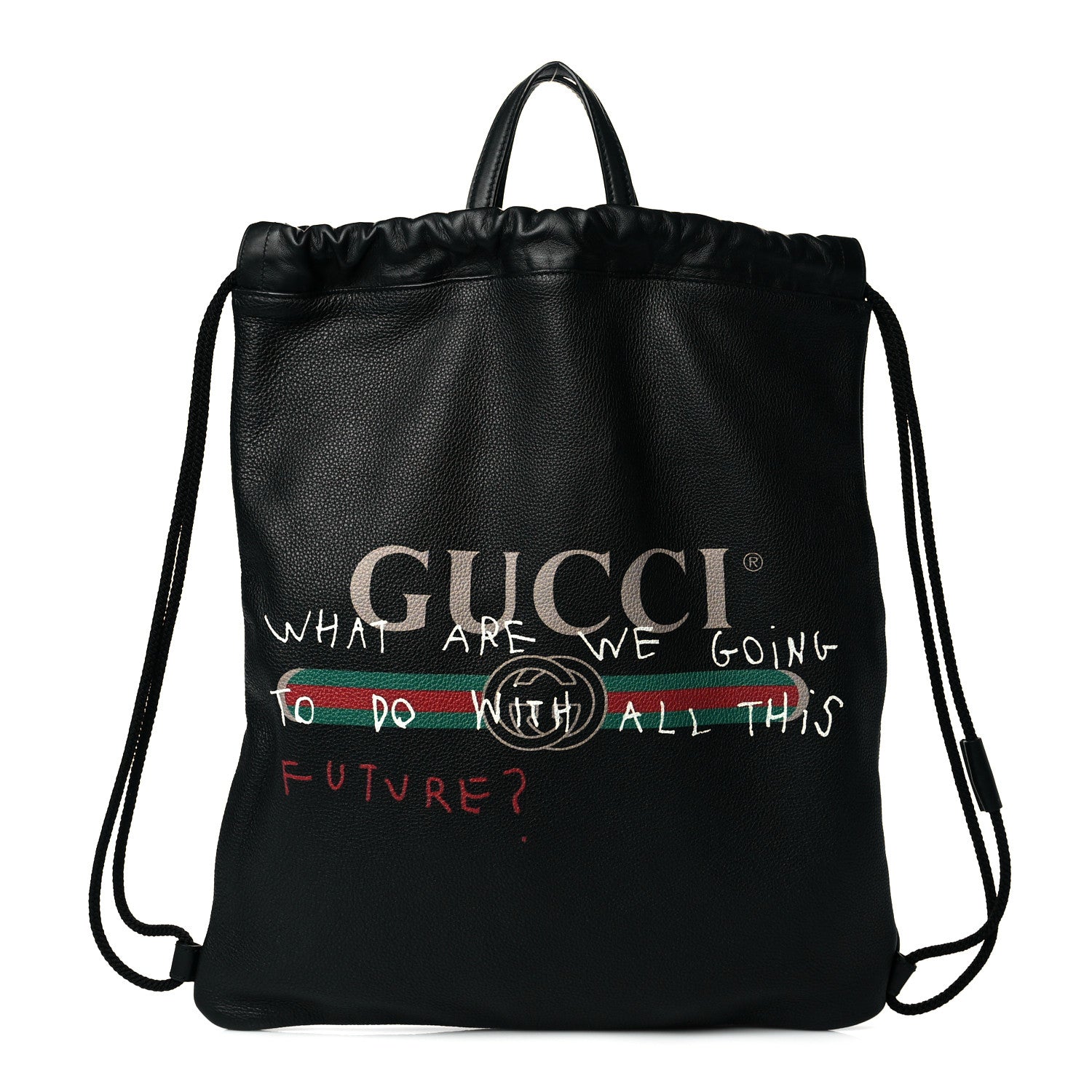 Gucci Calfskin Coco Capitan Logo Drawstring Backpack Black 1 of 10