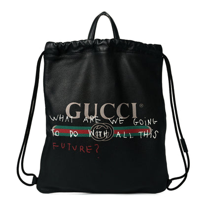 Gucci Calfskin Coco Capitan Logo Drawstring Backpack Black 1 of 10