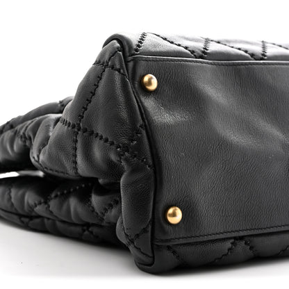 Chanel Calfskin Quilted Large Retro Chain Shopping Tote  Black 10 of 14