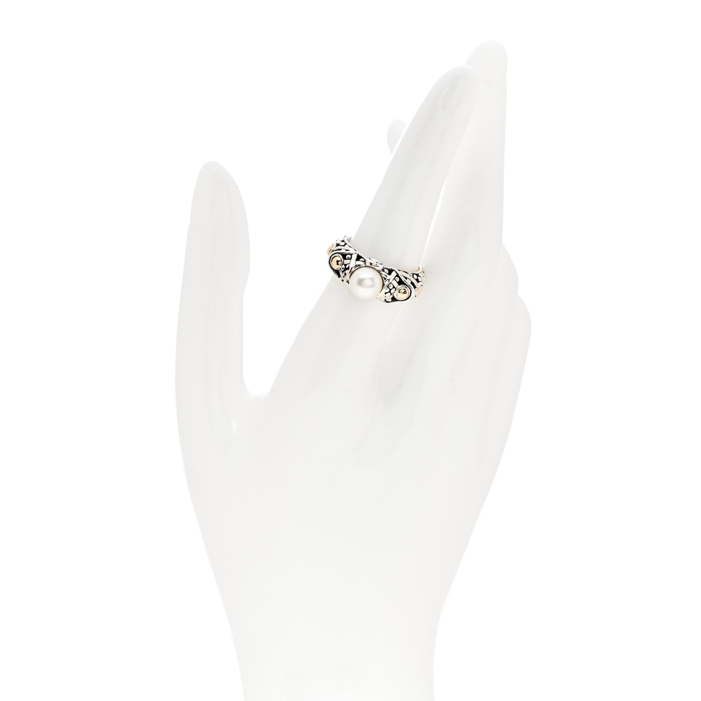 Sterling Silver 18K Yellow Gold Pearl Jaisalmer Ring 54 6.75