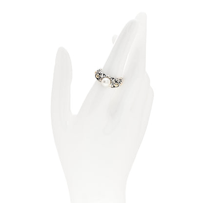 John Hardy Sterling Silver 18K Yellow Gold Pearl Jaisalmer Ring 54 6.75 3 of 6