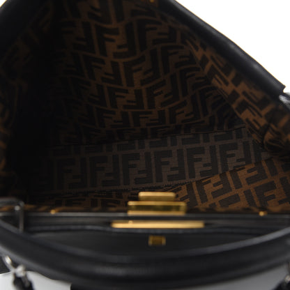 Fendi Goatskin Zucca Large Peekaboo Iconic Satchel Black Tobacco 4 of 14