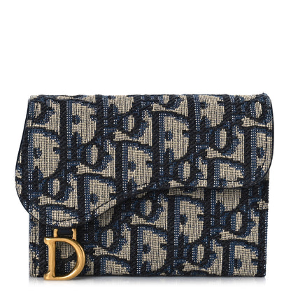 Christian Dior Oblique Saddle 5-Gusset Card Holder Blue 1 of 9