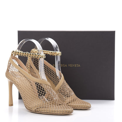 Bottega Veneta Mesh Nappa Chunky Chain Sandals 37.5 Beige Pony 8 of 8