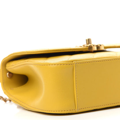 Chanel Lambskin Quilted Small Chain Infinity Top Handle Flap Yellow 9 of 15