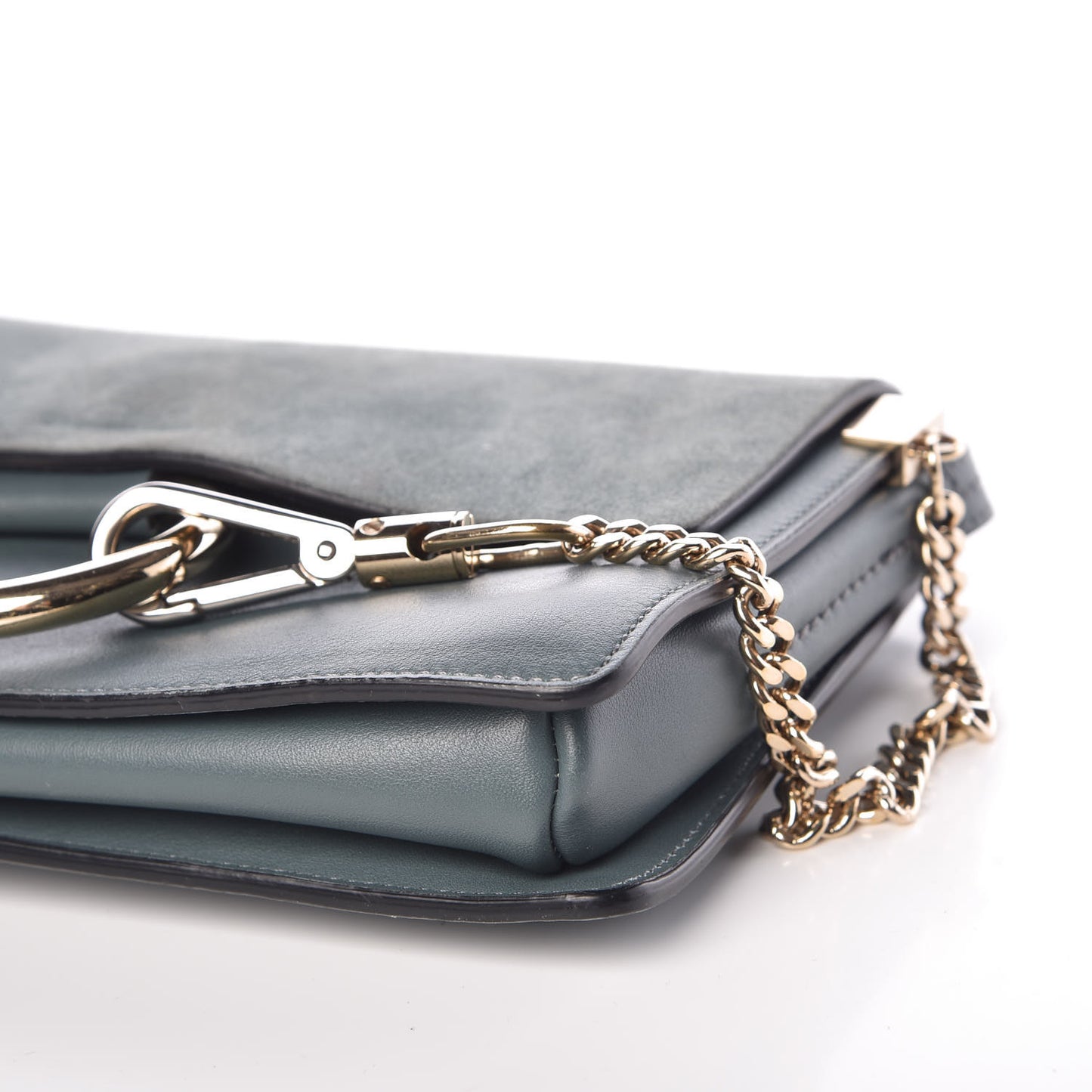 Suede Calfskin Small Faye Shoulder Bag Cloudy Blue