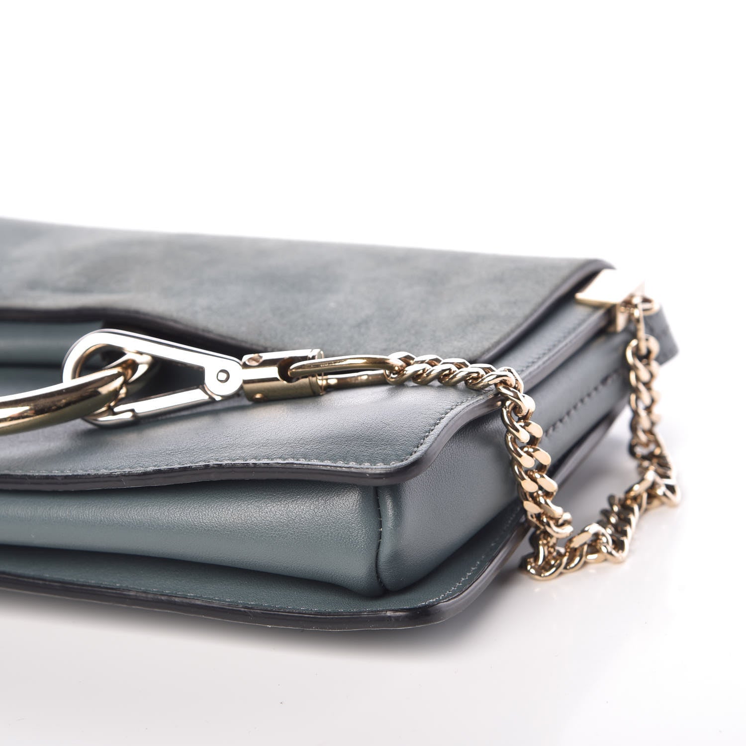 Chloe Suede Calfskin Small Faye Shoulder Bag Cloudy Blue 9 of 10