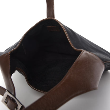 Gucci Canvas Calfskin Jackie O Hobo Navy Brown 5 of 14