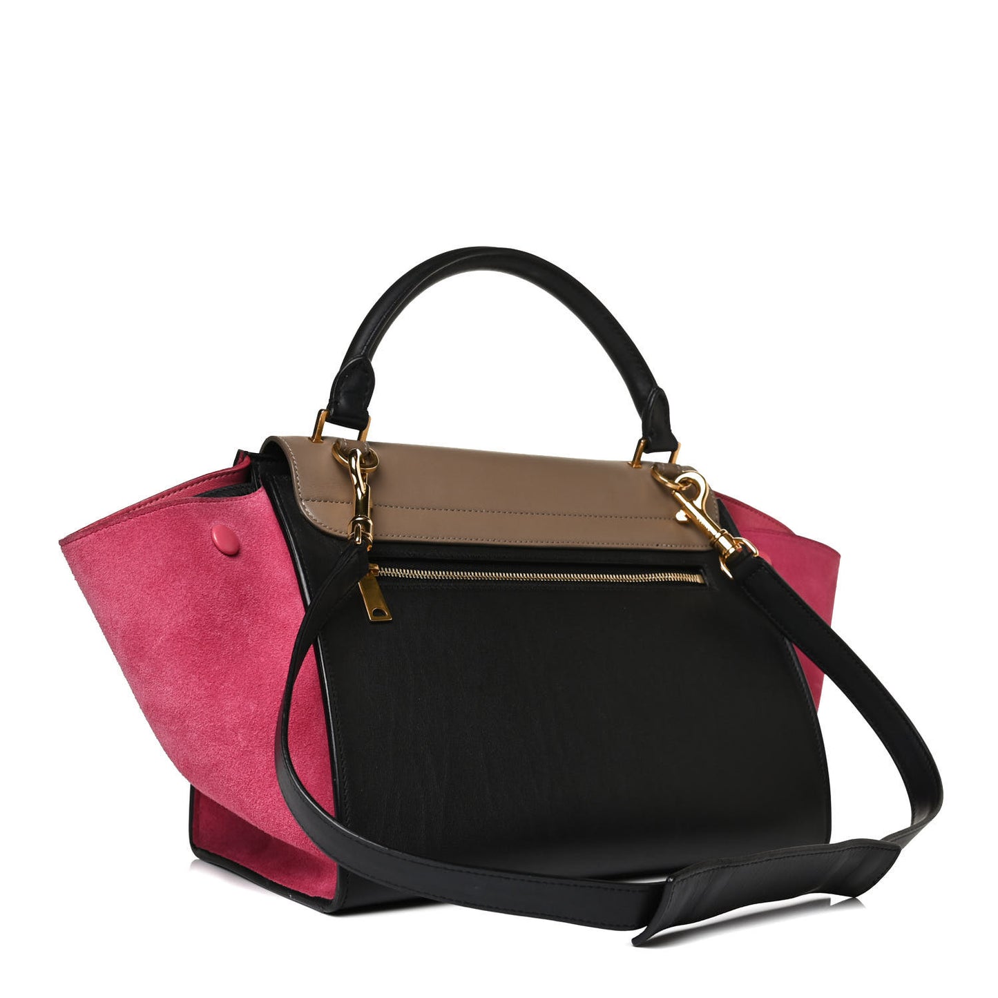 Smooth Calfskin Suede Small Tri-Color Trapeze Pink