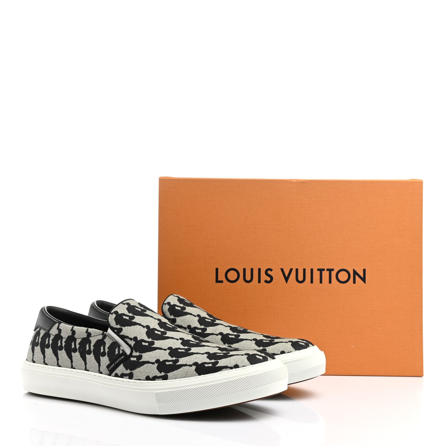 Louis Vuitton X NBA Canvas Logo Trocadero Slip On Sneakers 11 Black White 9 of 9