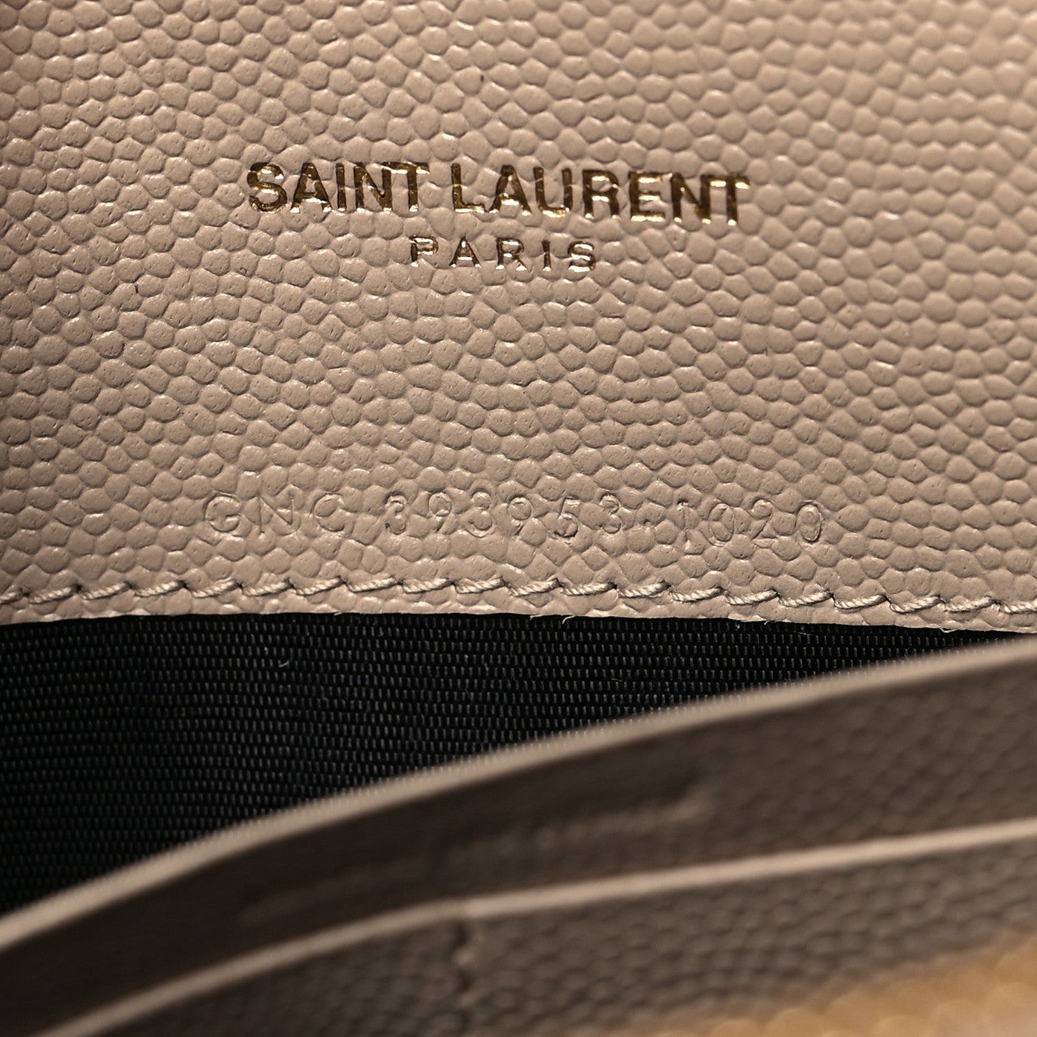 Saint Laurent Grain De Poudre Matelasse Chevron Monogram Envelope Chain Wallet Dark Beige 9 of 12