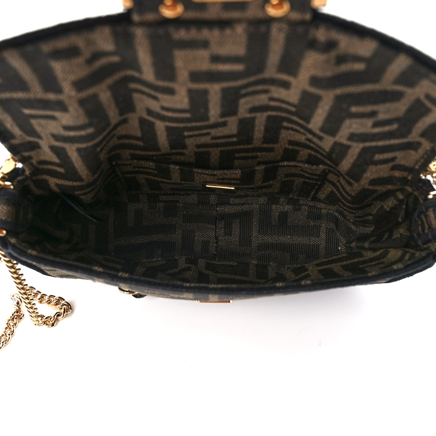 Fendi Fabric Jacquard FF 1974 Mini Baguette Tobacco Moro Black 5 of 12