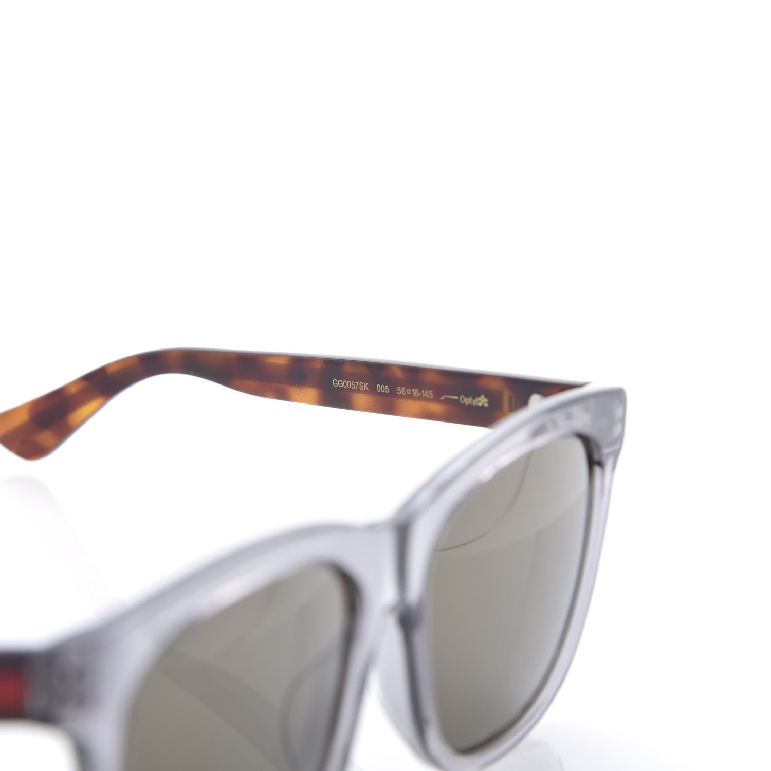 Gucci Acetate Square Frame Web Sunglasses GG0057SK Grey Havana 6 of 8