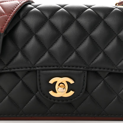 Chanel Calfskin Quilted Small Strap Into Flap Bag Black Burgundy 8 of 11