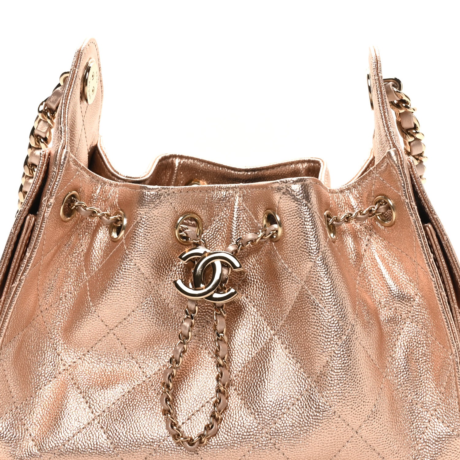 Chanel Metallic Caviar Quilted Mini Chanel 25 Handbag Copper 7 of 9
