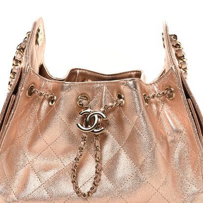 Chanel Metallic Caviar Quilted Mini Chanel 25 Handbag Copper 7 of 9