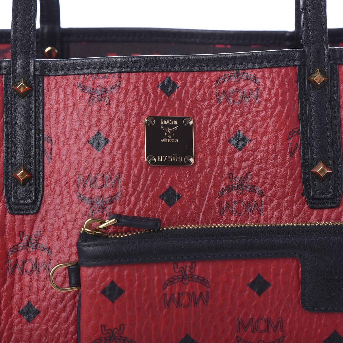 Visetos Medium Project Reversible Shopper Tote Ruby Red Black