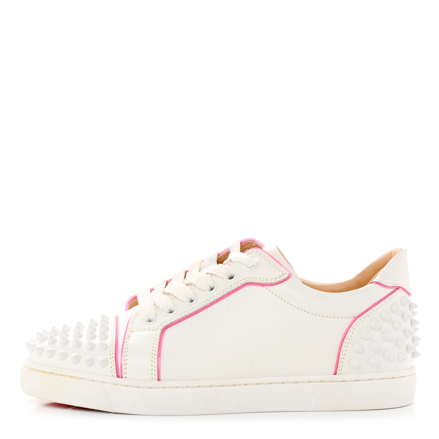 Calfskin Vieira Spikes Flat Sneakers 38 Bianco Rose