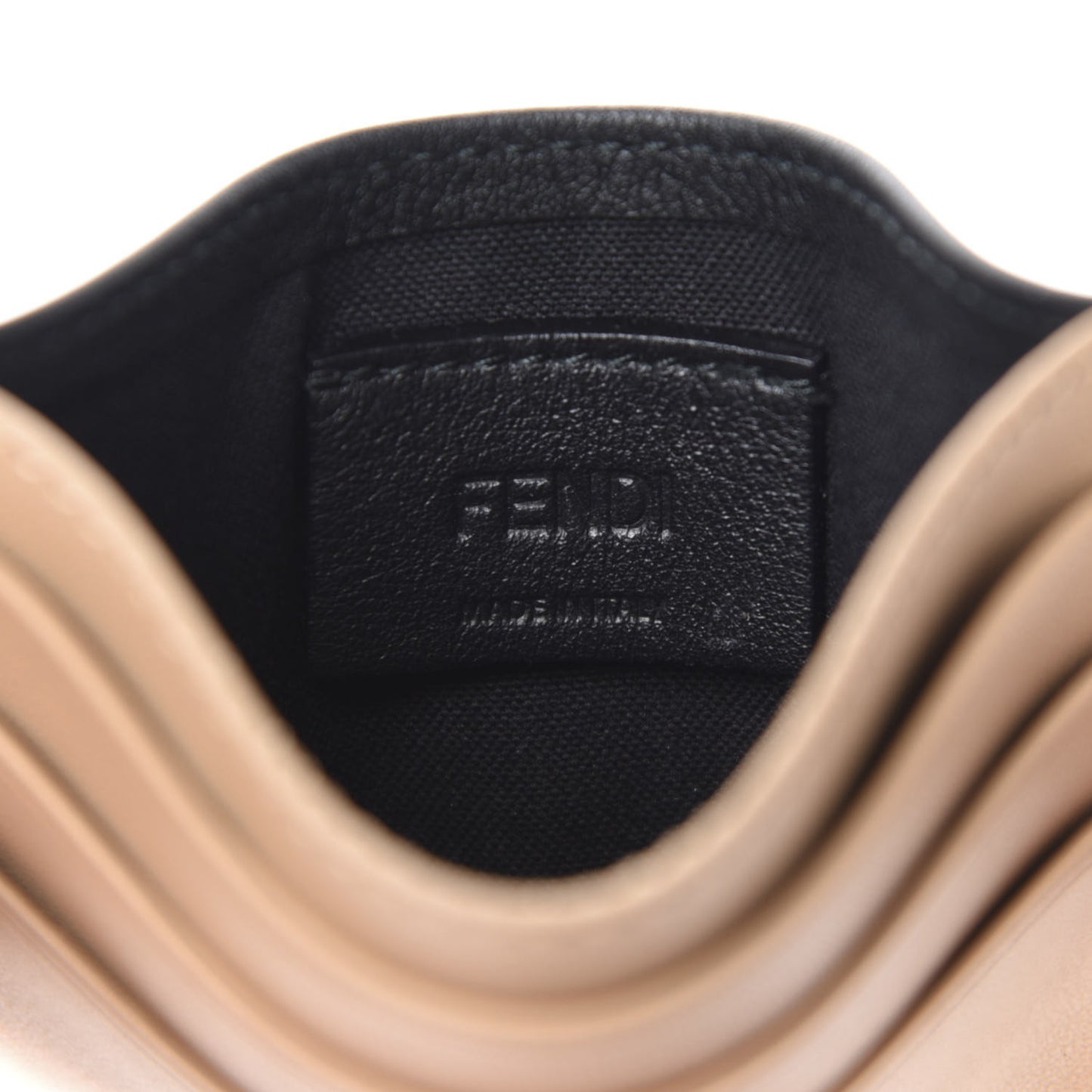 Vitello Dolce Bi-Color Card Holder Tan Black