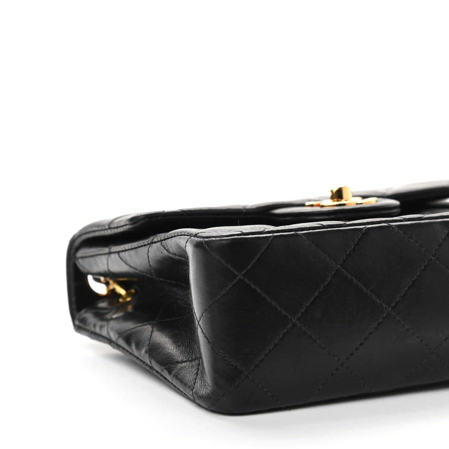 Lambskin Quilted Mini Square Flap Black