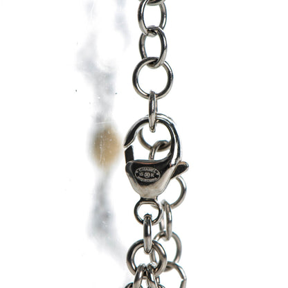 Chanel Crystal Glass Beaded CC Long Necklace Silver 3 of 6