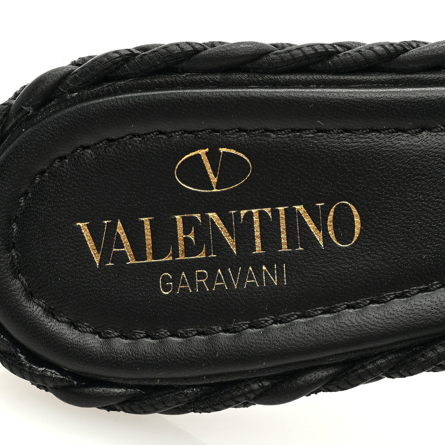 Valentino Garavani Nappa Woven Roman Stud 65mm Mule Sandals 37 Black 7 of 7