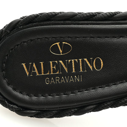 Valentino Garavani Nappa Woven Roman Stud 65mm Mule Sandals 37 Black 7 of 7