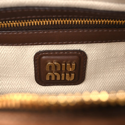 Miu Miu Suede Padded Regular Arcadie Top Handle Bag Cacao 6 of 10
