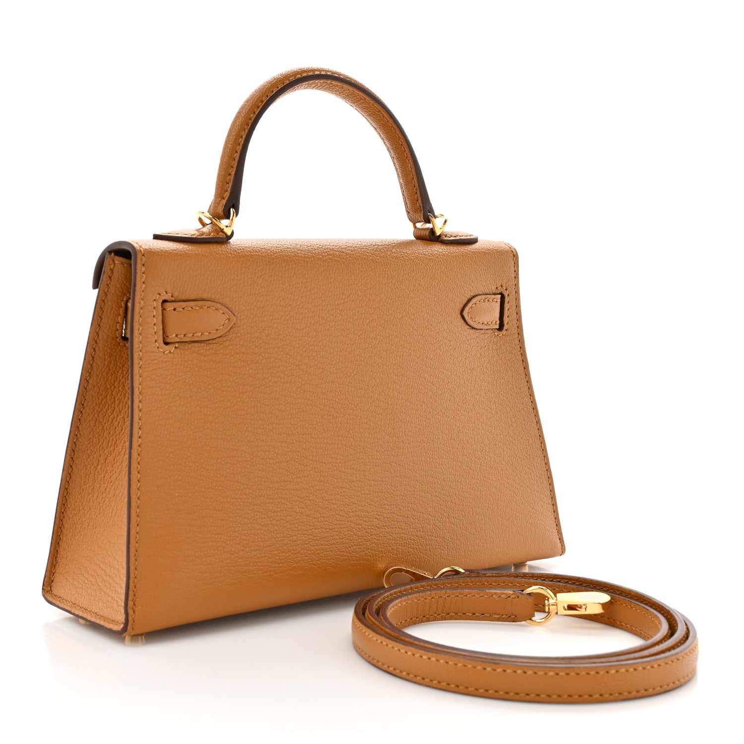 Hermes Chevre Mysore Verso Mini Kelly Sellier 20 Caramel Cacao 3 of 10