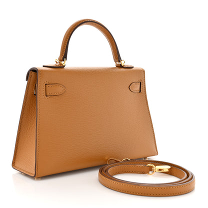 Hermes Chevre Mysore Verso Mini Kelly Sellier 20 Caramel Cacao 3 of 10