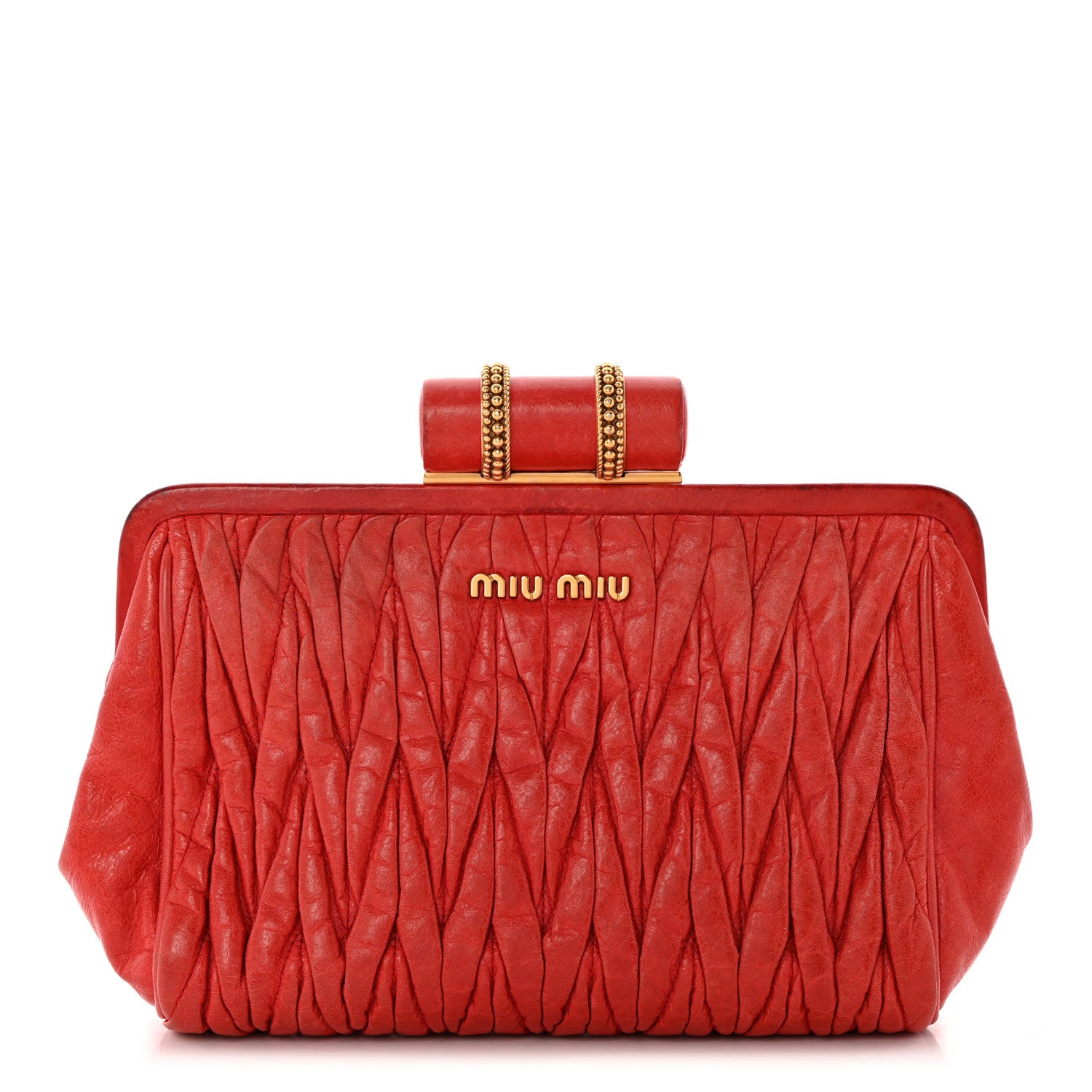 Miu Miu Nappa Matelasse Clutch Fuoco 1 of 14