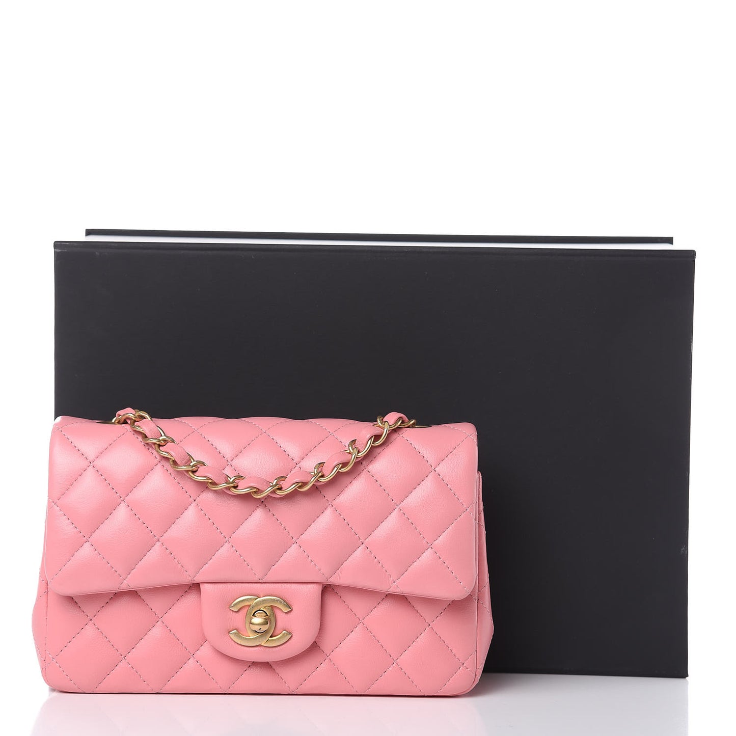 Lambskin Quilted Mini Rectangular Flap Pink