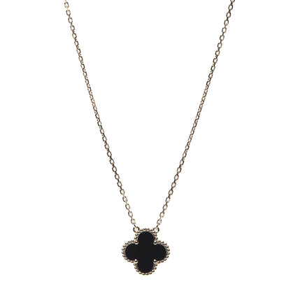 Van Cleef & Arpels 18K Yellow Gold Black Onyx Vintage Alhambra Pendant Necklace 1 of 6