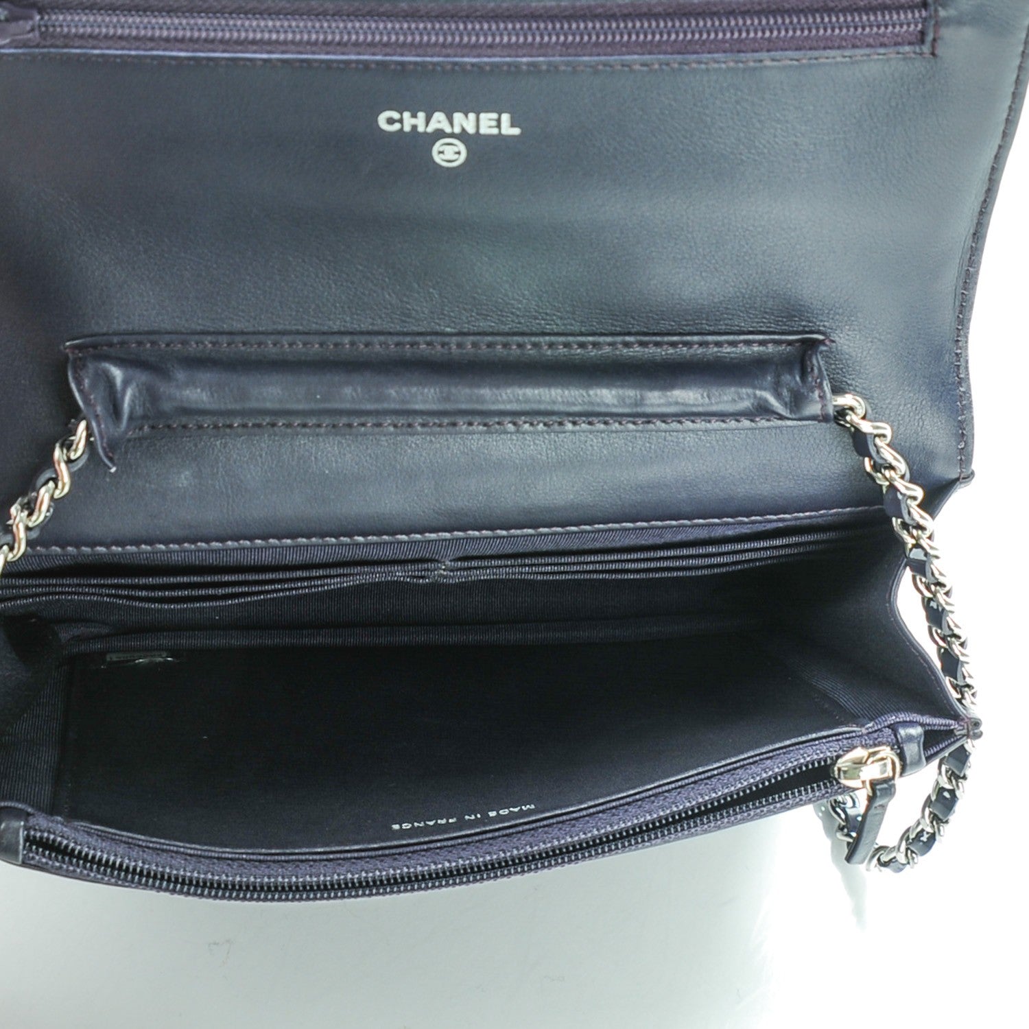 Chanel Patent Quilted Wallet On Chain WOC Dark Purple 5 of 8