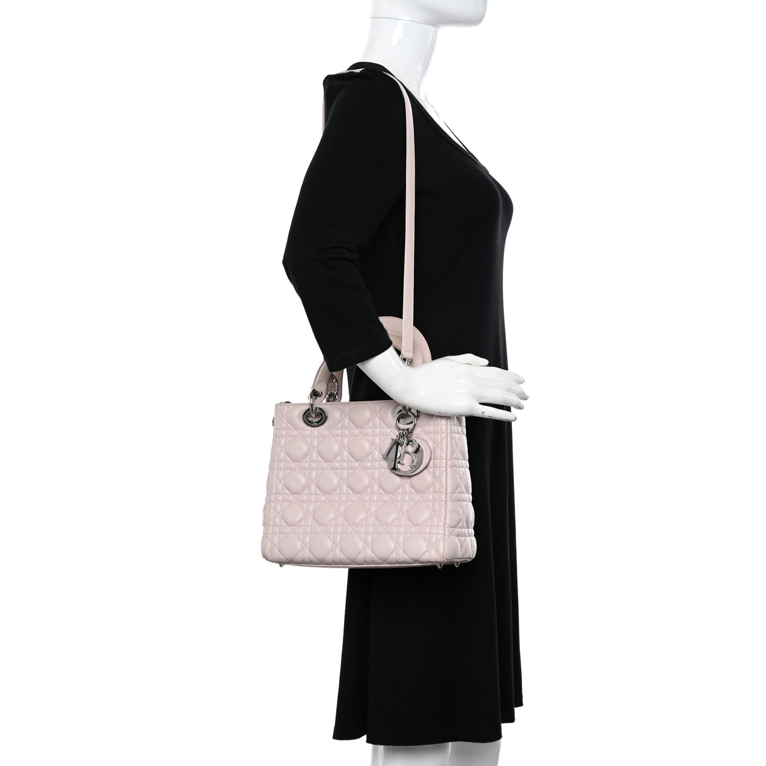 Christian Dior Lambskin Cannage Medium Lady Dior Light Pink 2 of 14